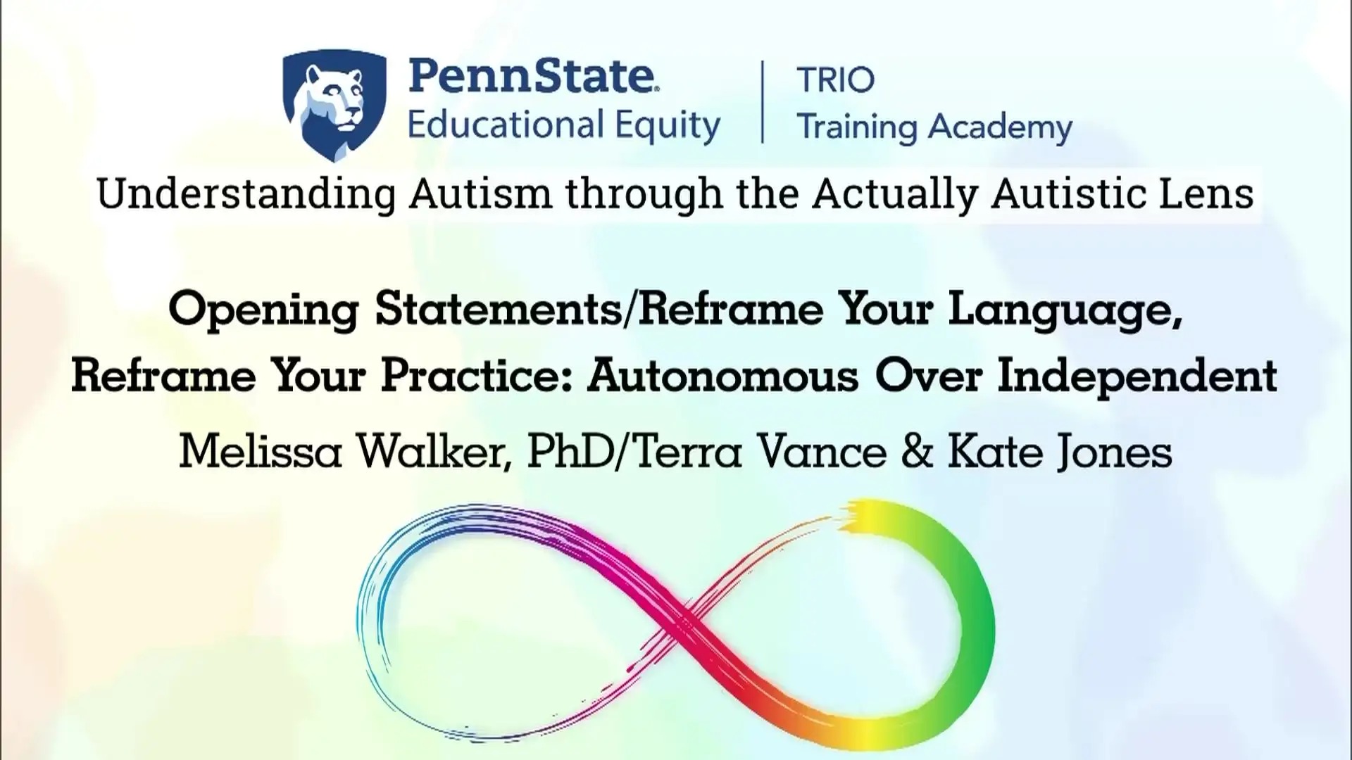 Opening Statements/Reframe Your Language, Reframe Your Practice: Autonomous Over Independent | Melissa Walker, PhD/Terra Vance & Kate Jones